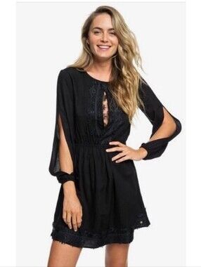Roxy NWT Black Lace Trim Mini Dress